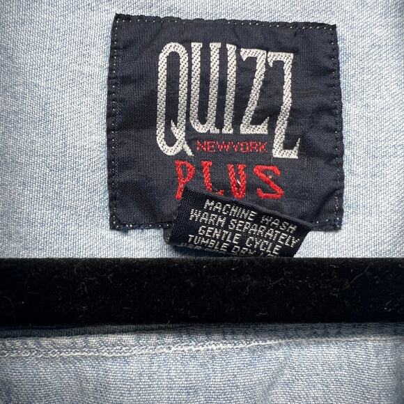 Vintage Quizz Womens Shirt 2X Cotton Chambray Embroidered Cabincore Grandmacore - Picture 3 of 7
